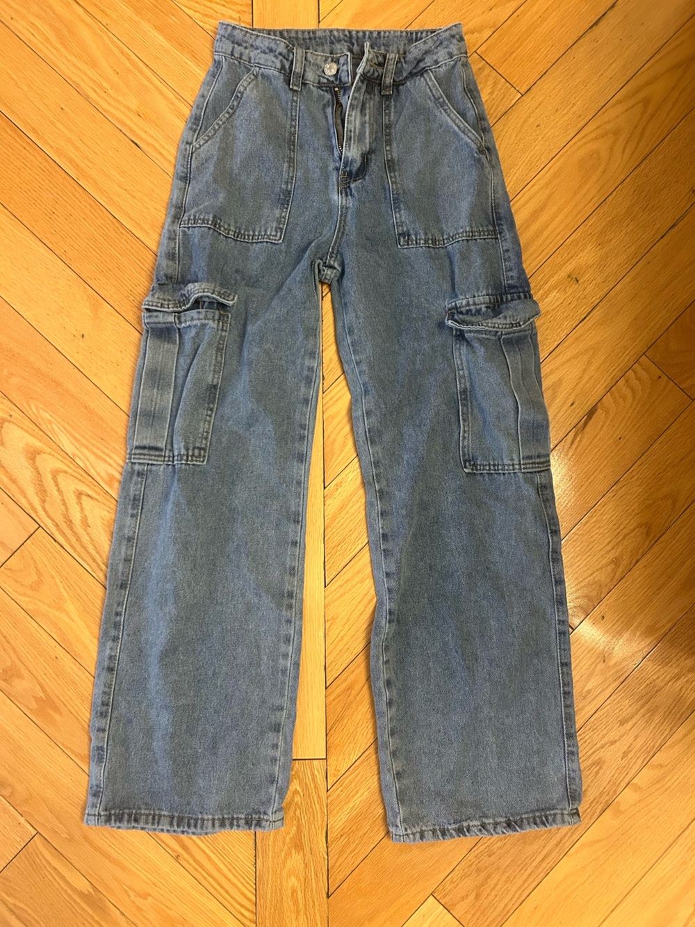 🌹5 for $50🌹High Rise Washed Blue Cargo Jeans